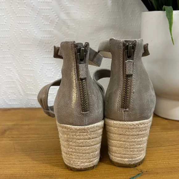 Eileen Fisher Wisp Wedge Sandal Espadrille Platform tan gold Leather Size 7 - Picture 6 of 8